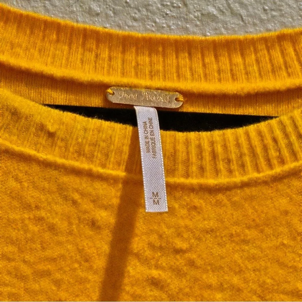 Free People Orange Yellow Crew Neck Sweater NWT Sz M
